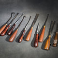 Lot 146 - Grouping of 10 Antique and Vintage Wood-Handled Chisels and Gouges in Assorted Profiles