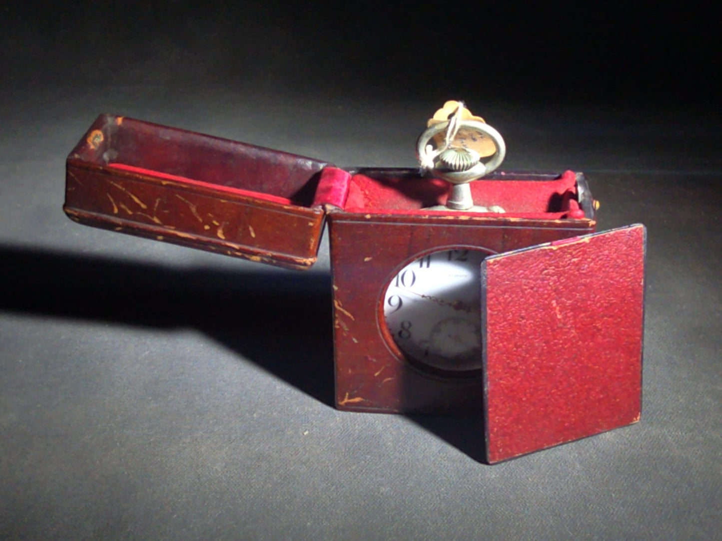 Antique Doxa "Majestic" Open-Face Pocket Watch in Argentan Case with Leather Travel Stand, Serial No. 257505