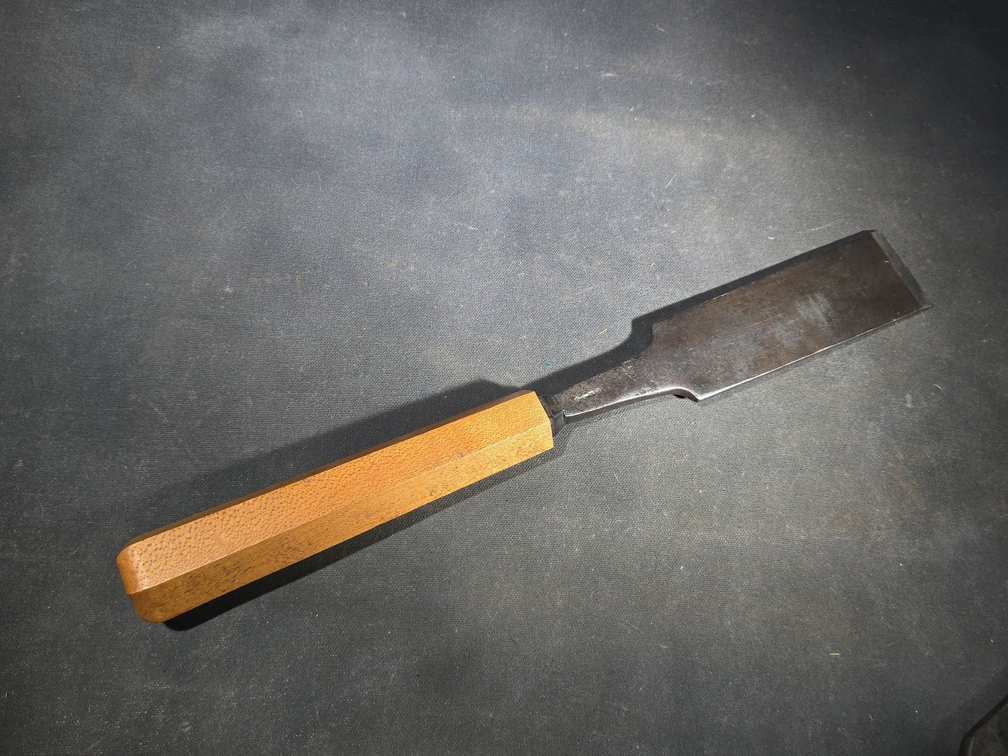 Grouping of Five Antique Chisels with Wood Handles including Butcher Cast Steel
