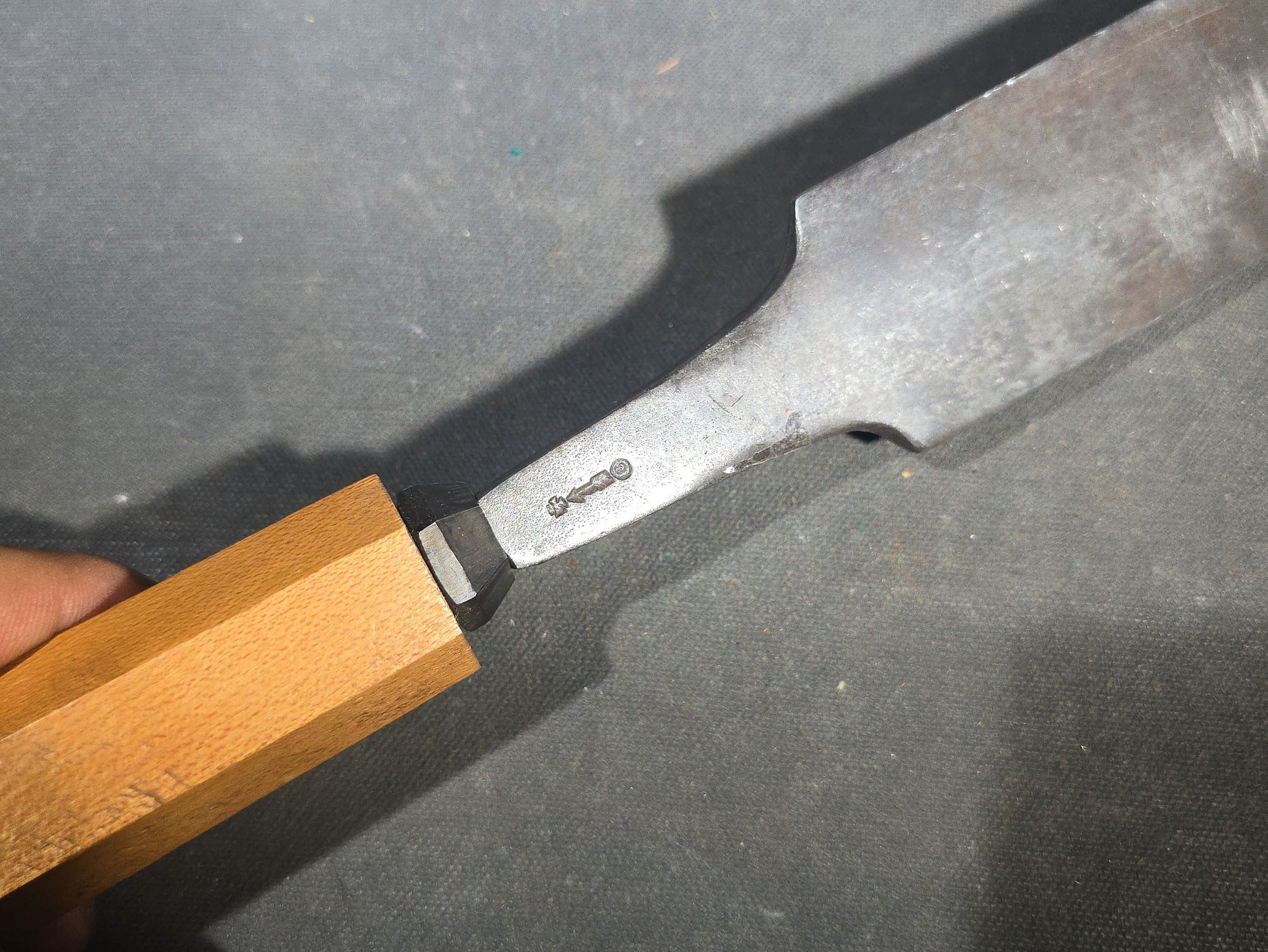 Grouping of Five Antique Chisels with Wood Handles including Butcher Cast Steel