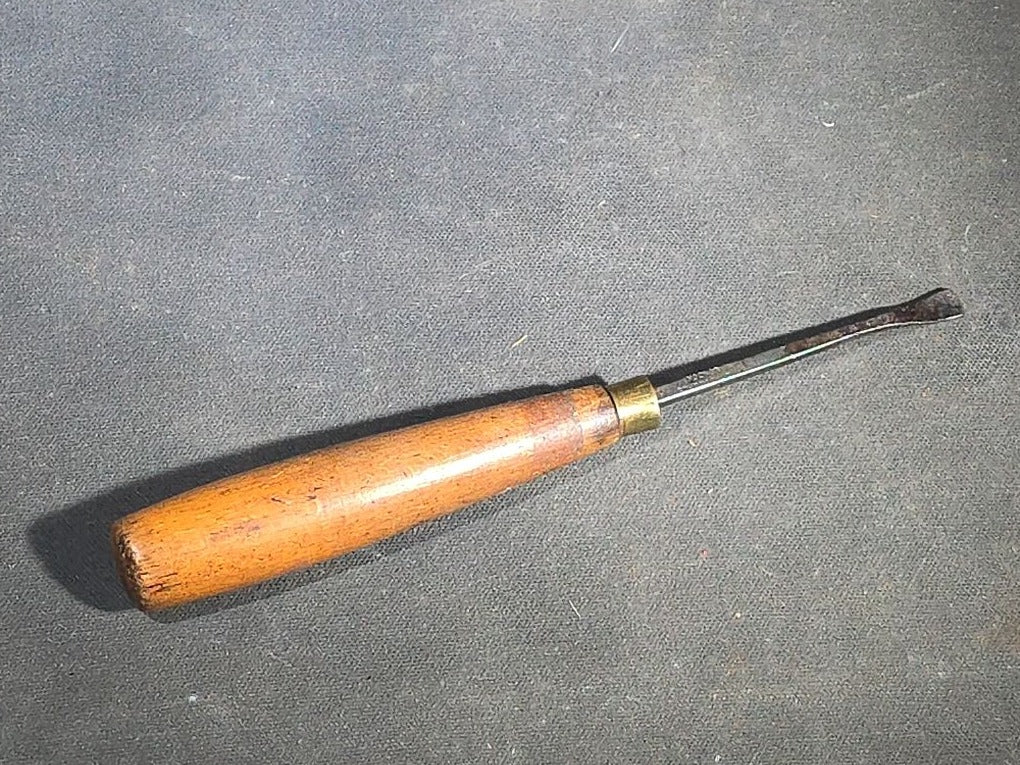 Grouping of Five Antique Chisels with Wood Handles including Butcher Cast Steel