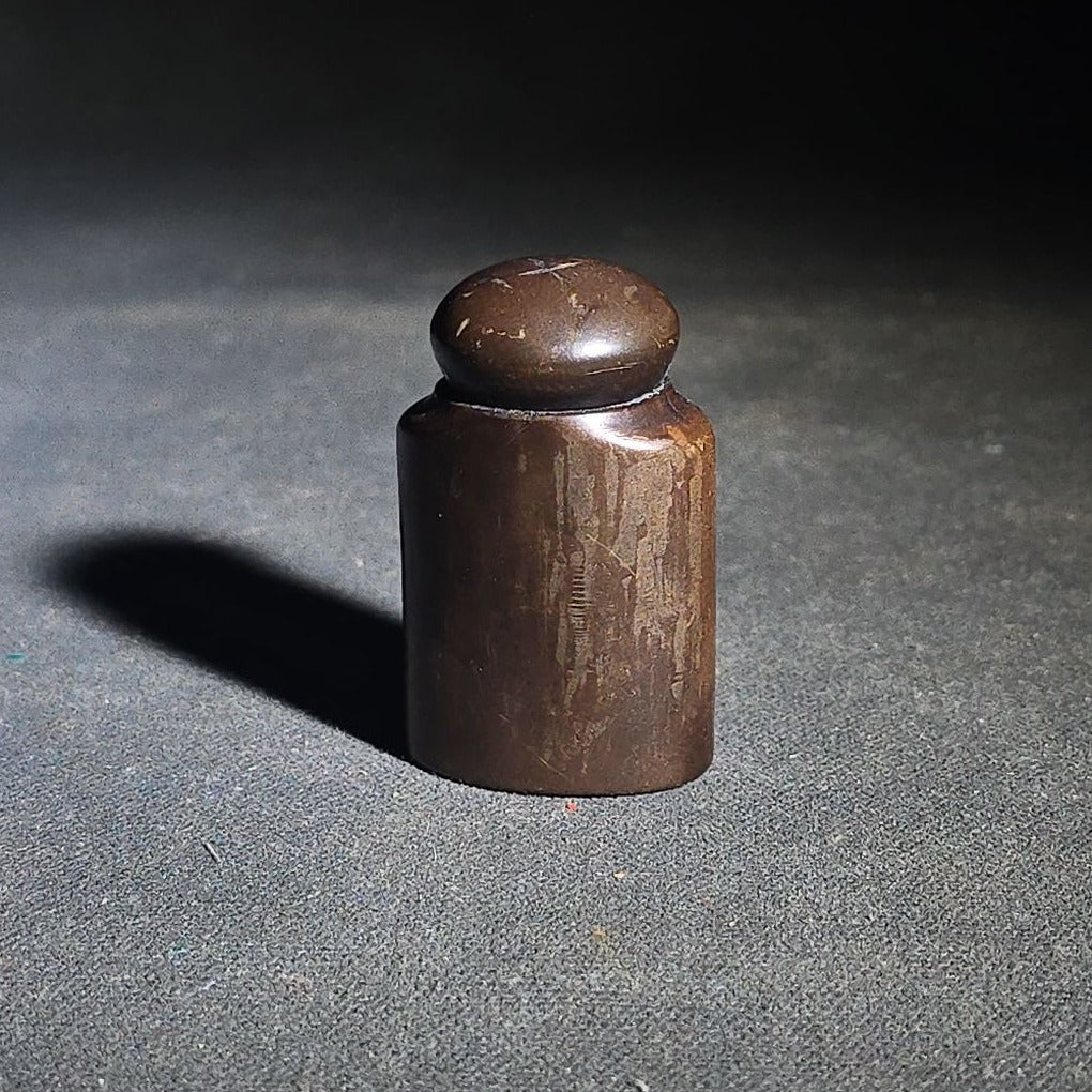 Antique 19th Century Gutta Percha Inkwell with Screw-On Cap