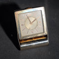 Lot 111 - Vintage Lecoultre Eight-Day Folding Travel Alarm Clock with Luminous Hands and Dial Markers, Swiss Made, 3-1/8" H