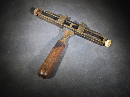 Antique Brass Bookbinding Type Holder with Wood Handle, Manufactured by Hoole Machine & Engineering Works, Brooklyn, New York