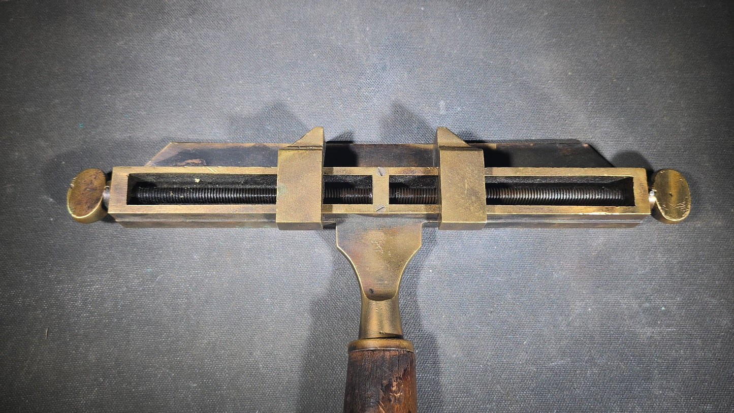 Antique Brass Bookbinding Type Holder with Wood Handle, Manufactured by Hoole Machine & Engineering Works, Brooklyn, New York
