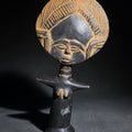 Lot 144 - Vintage Carved Wood Ashanti Akua'ba Fertility Figure with Disc-Shaped Head and Incised Geometric Designs, Ghana