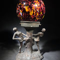Lot 089 - Vintage Art Deco Figural Table Lamp with Two Dancing Figures and Czechoslovakian Spatter Glass Globe Shade, 12" H