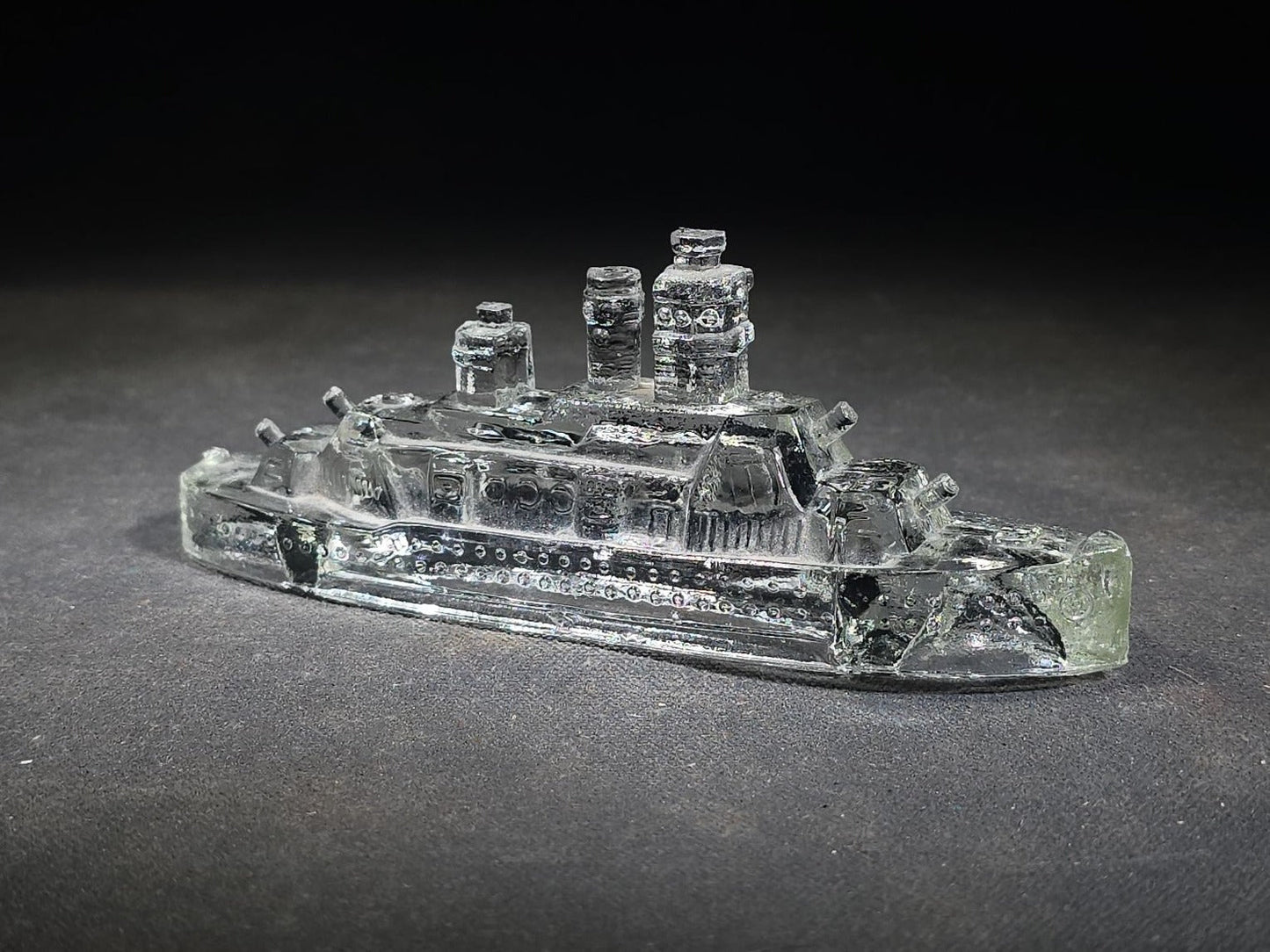 Antique Pressed Glass Battleship Candy Container
