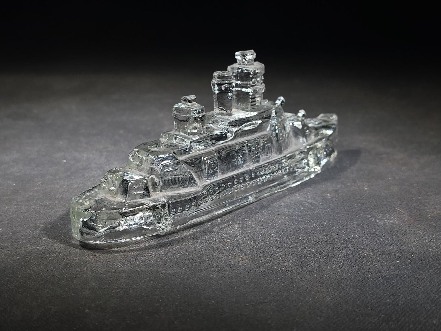 Antique Pressed Glass Battleship Candy Container