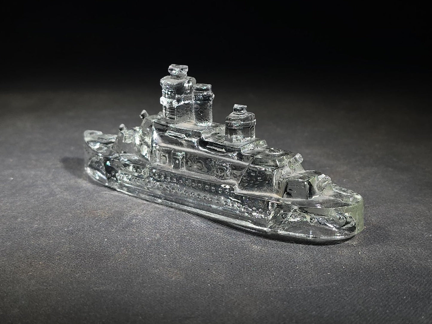Antique Pressed Glass Battleship Candy Container