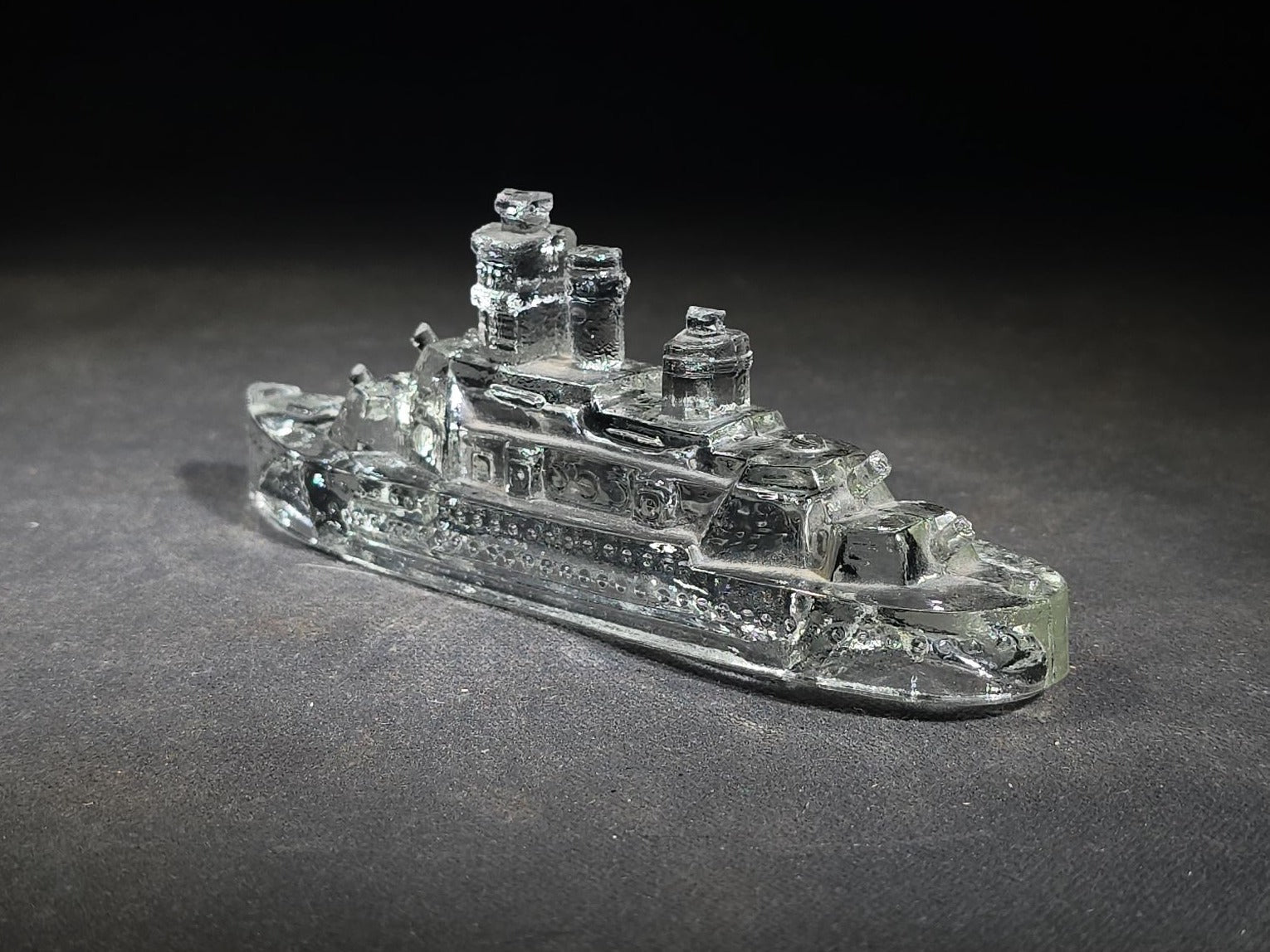 Antique Pressed Glass Battleship Candy Container