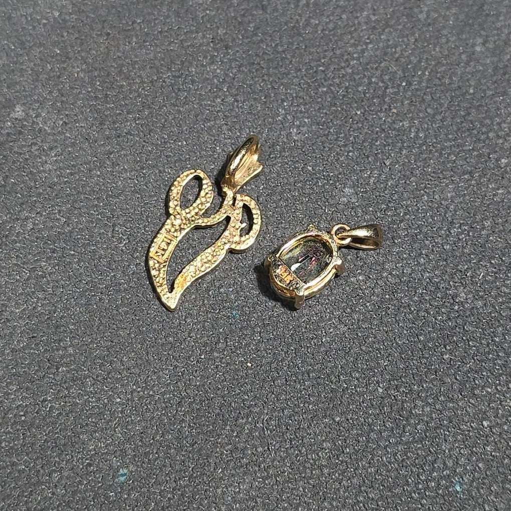 Grouping of Vintage and Modern Jewelry Pieces Including Two 14k Gold Pieces at 2.29 Grams Total Weight, One 10k Gold Piece at 0.99 Grams Total Weight, Sterling Silver Ring, Gold-Filled, and Costume Pieces