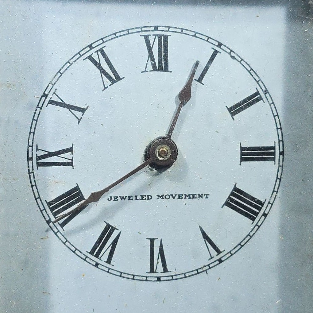 Antique Waterbury Clock Co. No. 60 Eight-Day Brass Carriage Clock with Jeweled Movement, Roman Numeral Dial, and Key