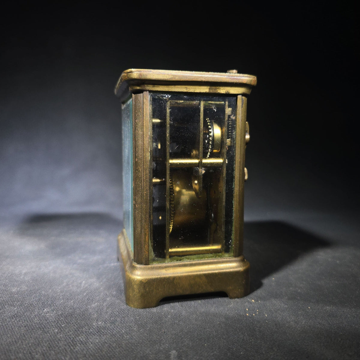 Antique Waterbury Clock Co. No. 60 Eight-Day Brass Carriage Clock with Jeweled Movement, Roman Numeral Dial, and Key