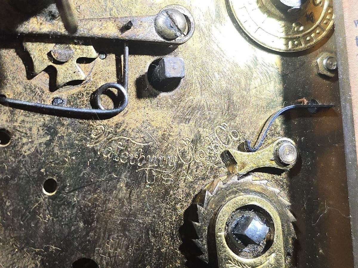 Antique Waterbury Clock Co. No. 60 Eight-Day Brass Carriage Clock with Jeweled Movement, Roman Numeral Dial, and Key