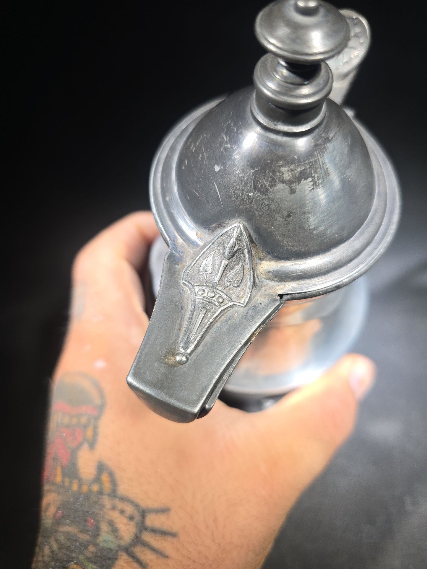 Pair of Antique Silverplate Serving Pieces including Reed & Barton Footed Coffeepot No. 2930 and Monogrammed Spherical Teapot with Lion Mask and Paw Feet