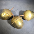 Lot 093 - Trio of Antique Brass Acorn Finials with Knurled Caps and Threaded Mounting Screws, 2-1/2" W each