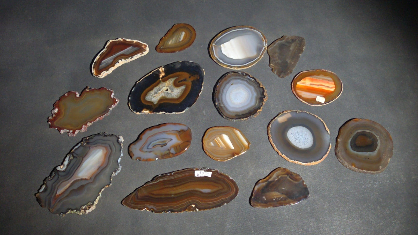 Grouping of 15 Polished Agate Slices