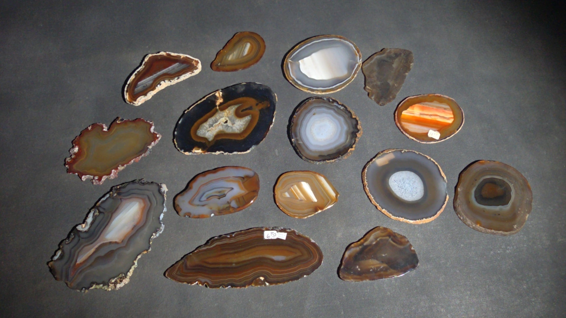 Grouping of 15 Polished Agate Slices