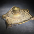 Lot 090 - Antique Art Nouveau Brass Inkwell with Laurel Garland Swags and Greek Key Corners, Missing Glass Insert, 9" L