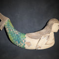 Lot 152 - Modern Carved and Painted Wood Mermaid Wall Hanging with Green and Teal Scaled Tail
