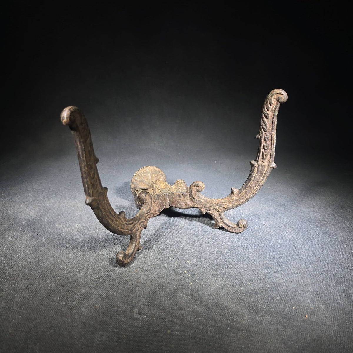 Trio of Antique Cast Iron Double Wall Hooks with Ornate Scroll Design, Note One with Loss