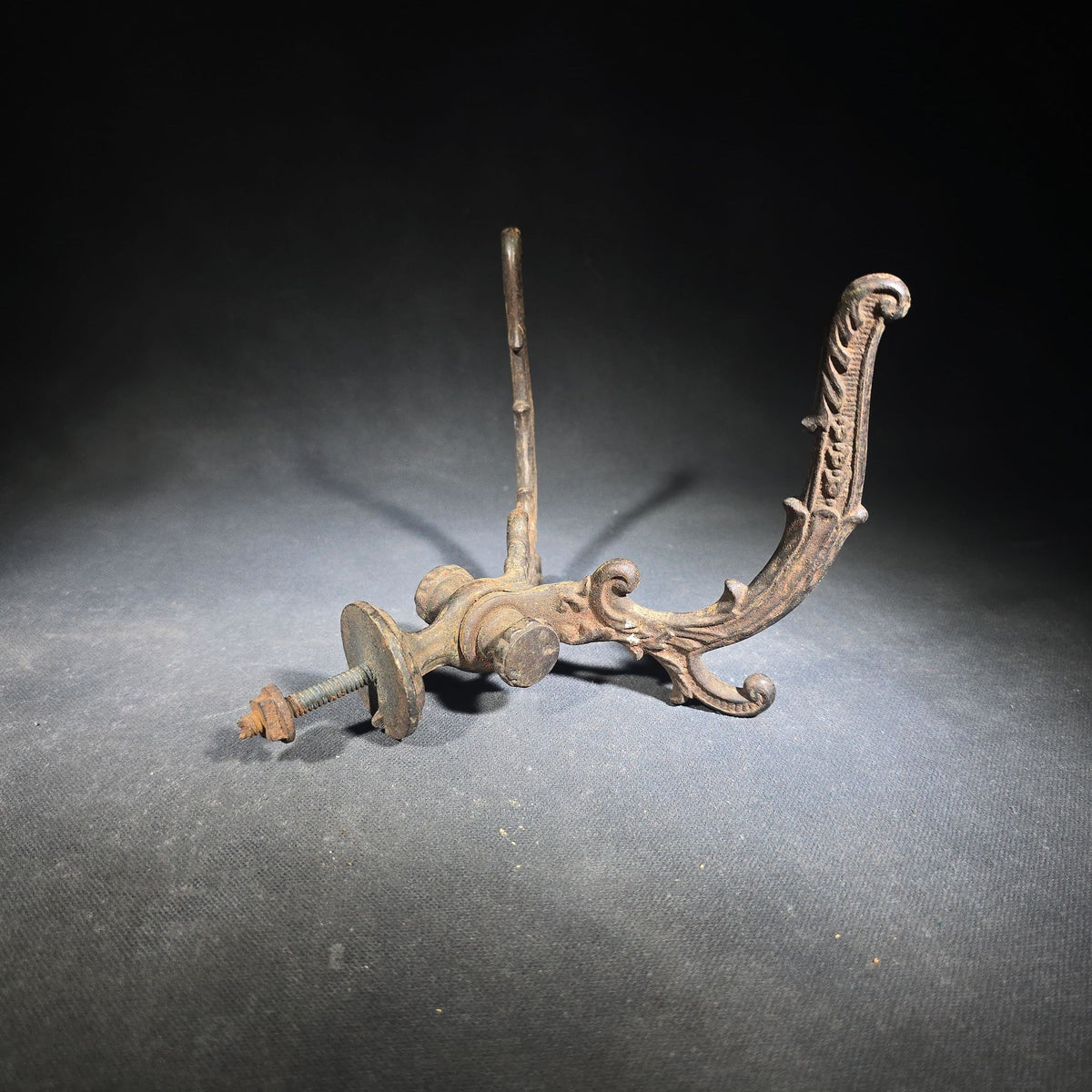 Trio of Antique Cast Iron Double Wall Hooks with Ornate Scroll Design, Note One with Loss