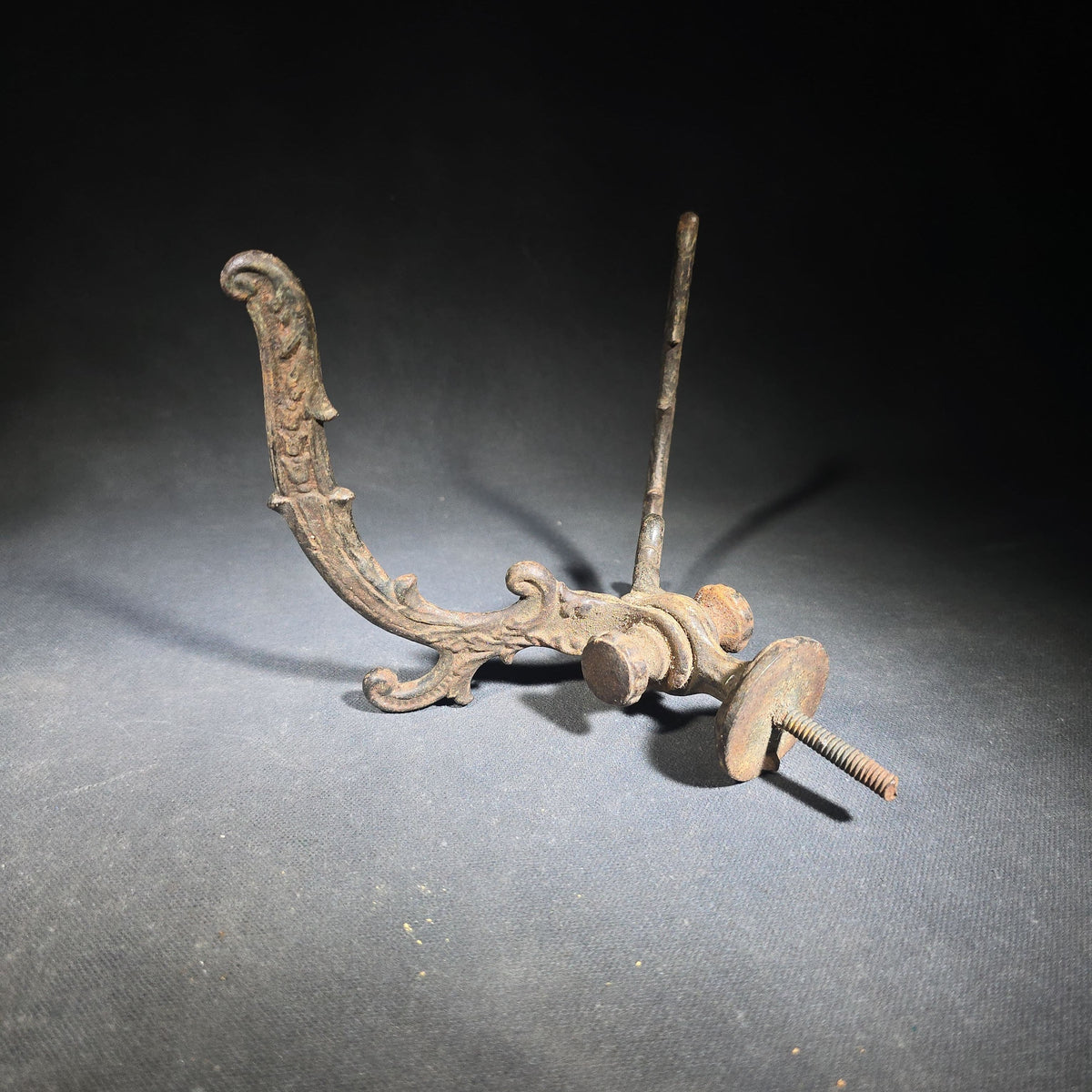 Trio of Antique Cast Iron Double Wall Hooks with Ornate Scroll Design, Note One with Loss