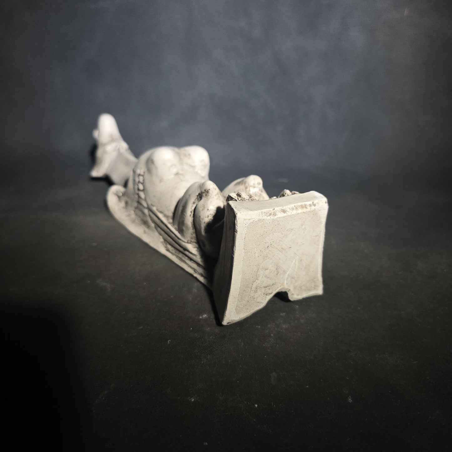 Modern Plaster Gargoyle Incense Burner Figure with Wings and Open Mouth on Rectangular Base