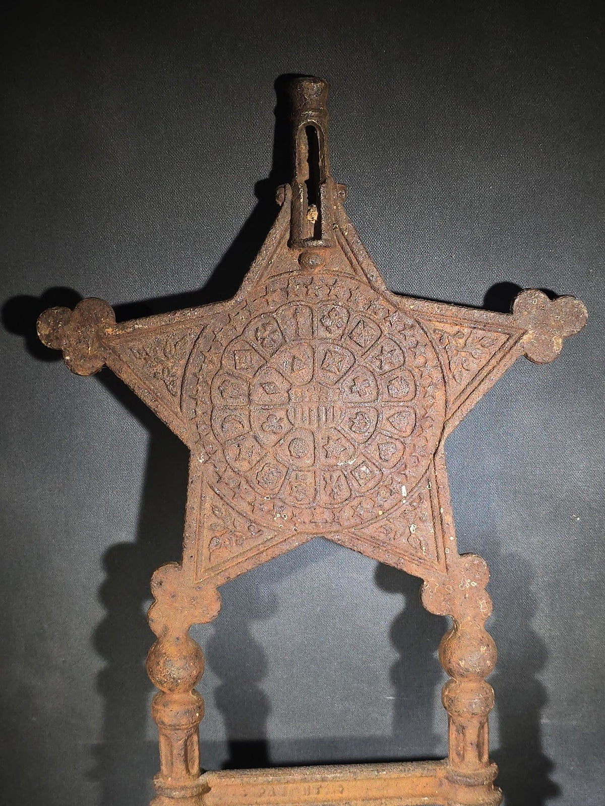 Antique Cast Iron Grand Army of the Republic G.A.R. Five-Pointed Star Grave Marker and Flag Holder with "1861-1866" Civil War Date Range