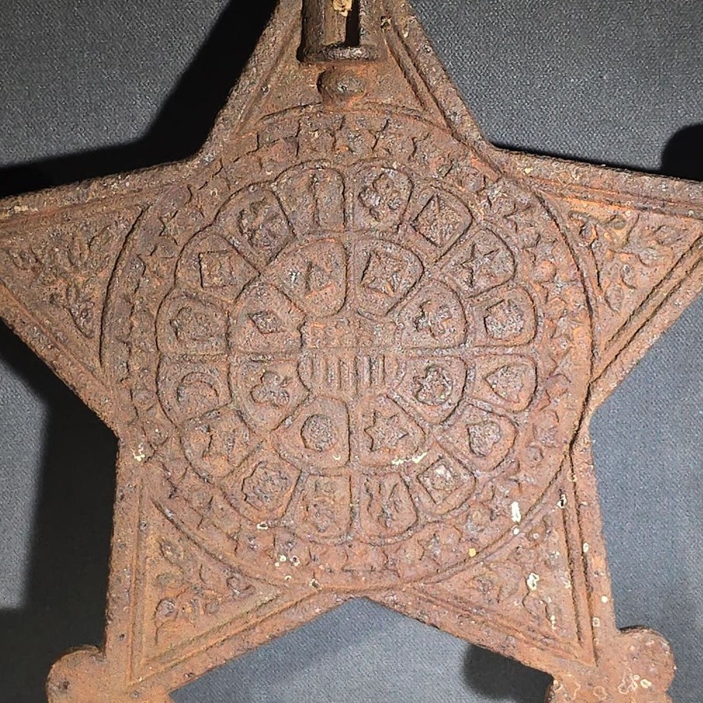Antique Cast Iron Grand Army of the Republic G.A.R. Five-Pointed Star Grave Marker and Flag Holder with "1861-1866" Civil War Date Range