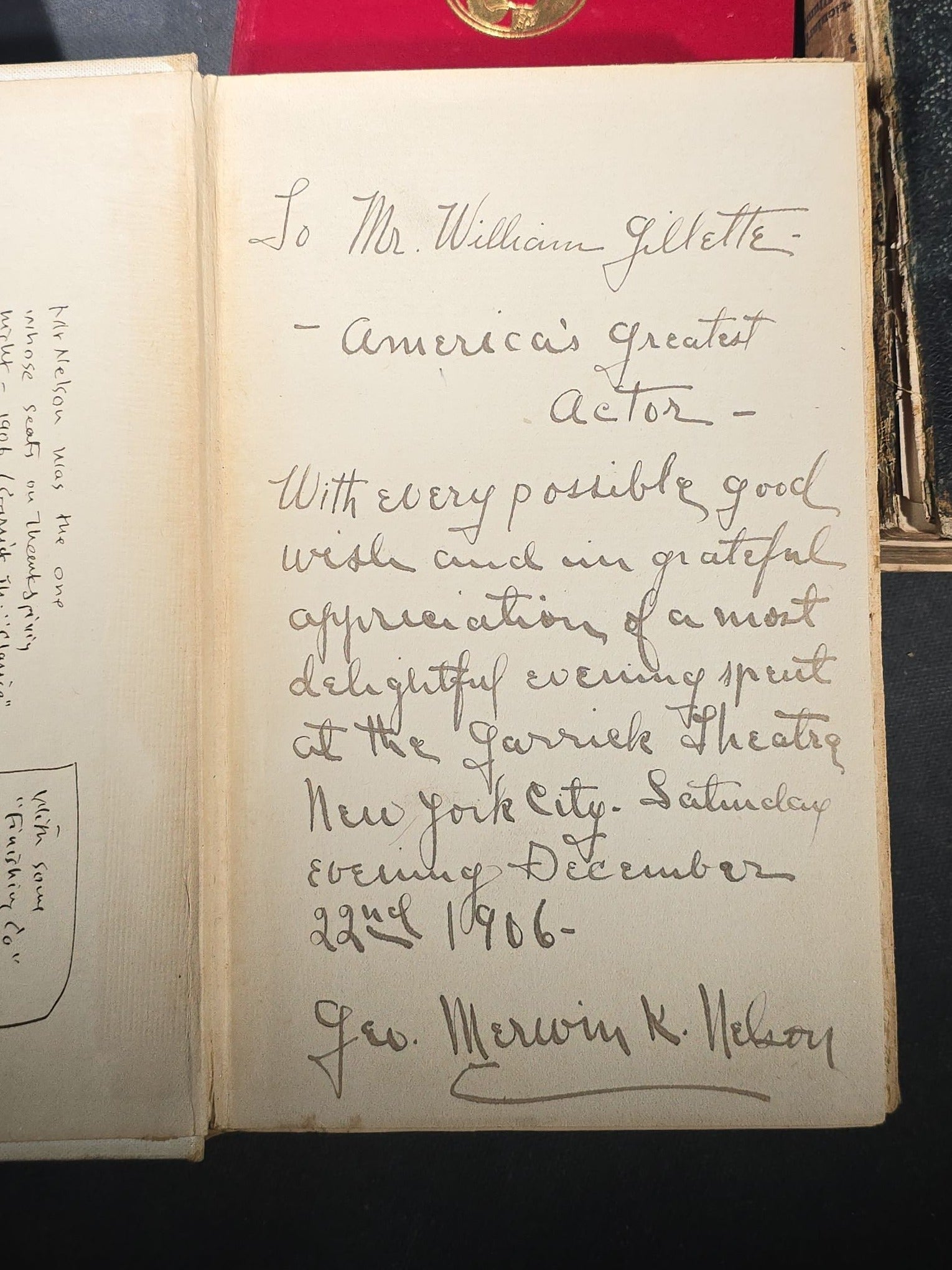 Grouping of Four Antique and Vintage Books including "The Royalty of Friendship" Inscribed to Actor William Gillette at the Garrick Theatre, New York City, 1906, "Captains Courageous" by Rudyard Kipling, and "Spinifex Walkabout"