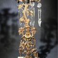 Lot 053 - Antique Gilt Brass Girandole Candlestick with Crystal Prisms on Marble Base, Grapevine and Floral Motif, Missing Some Crystals, 14-3/4" H