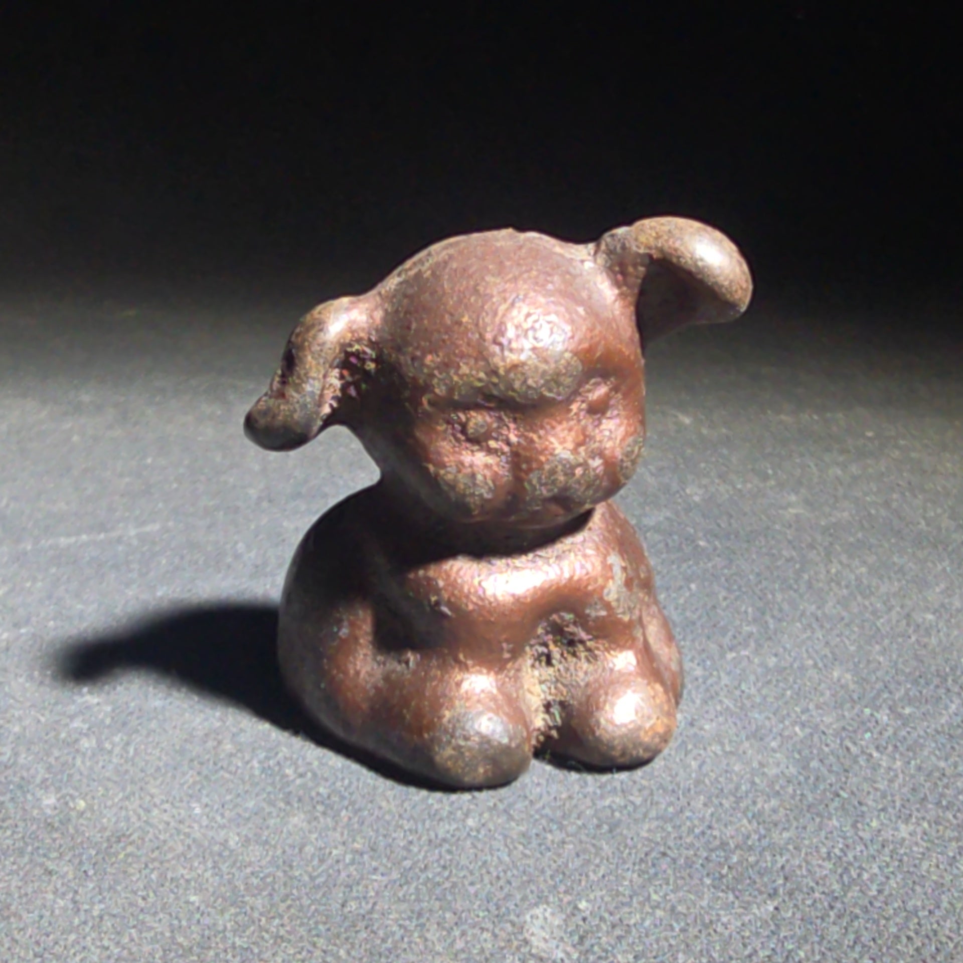 Antique Miniature Cast Iron Seated Dog Figure with Floppy Ears