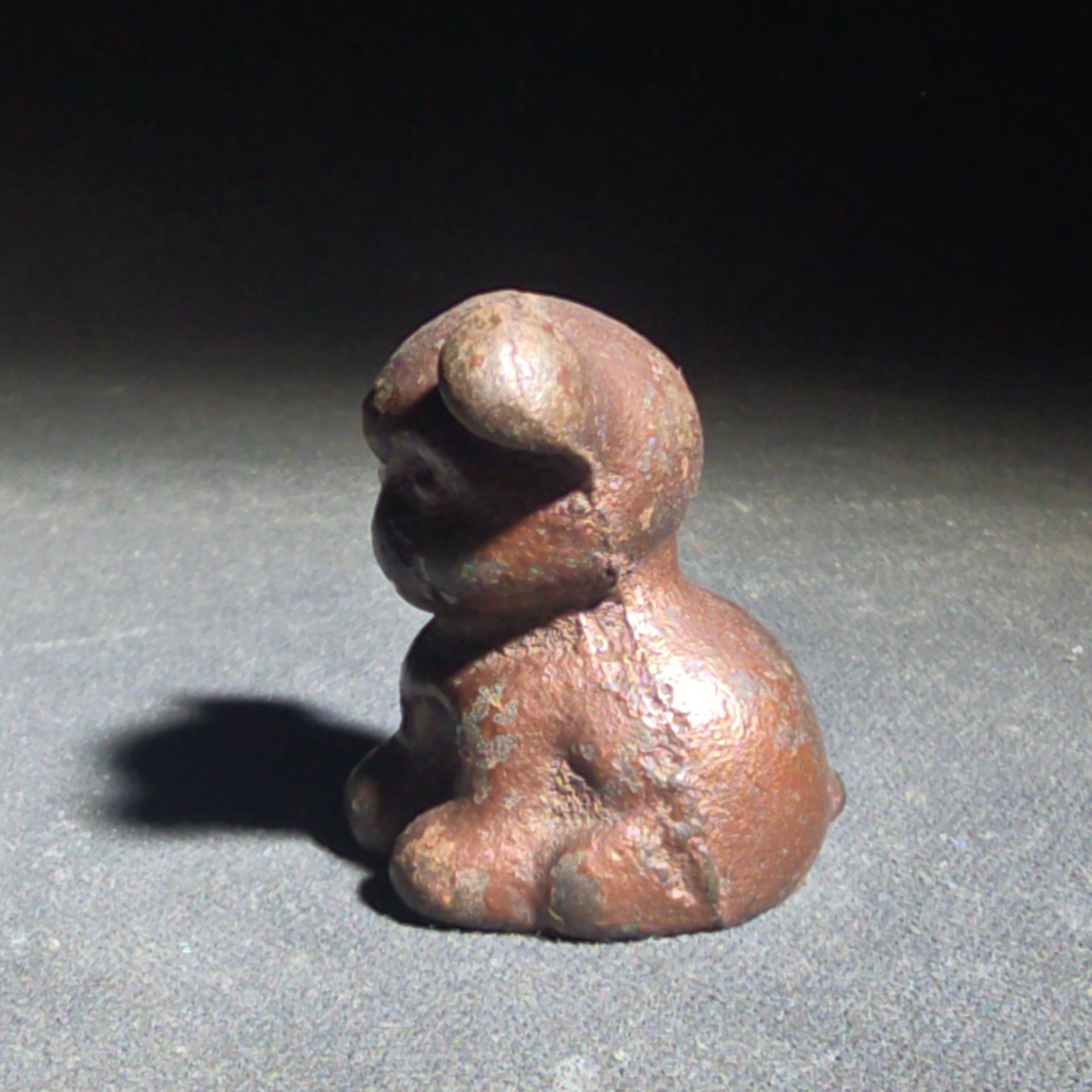Antique Miniature Cast Iron Seated Dog Figure with Floppy Ears