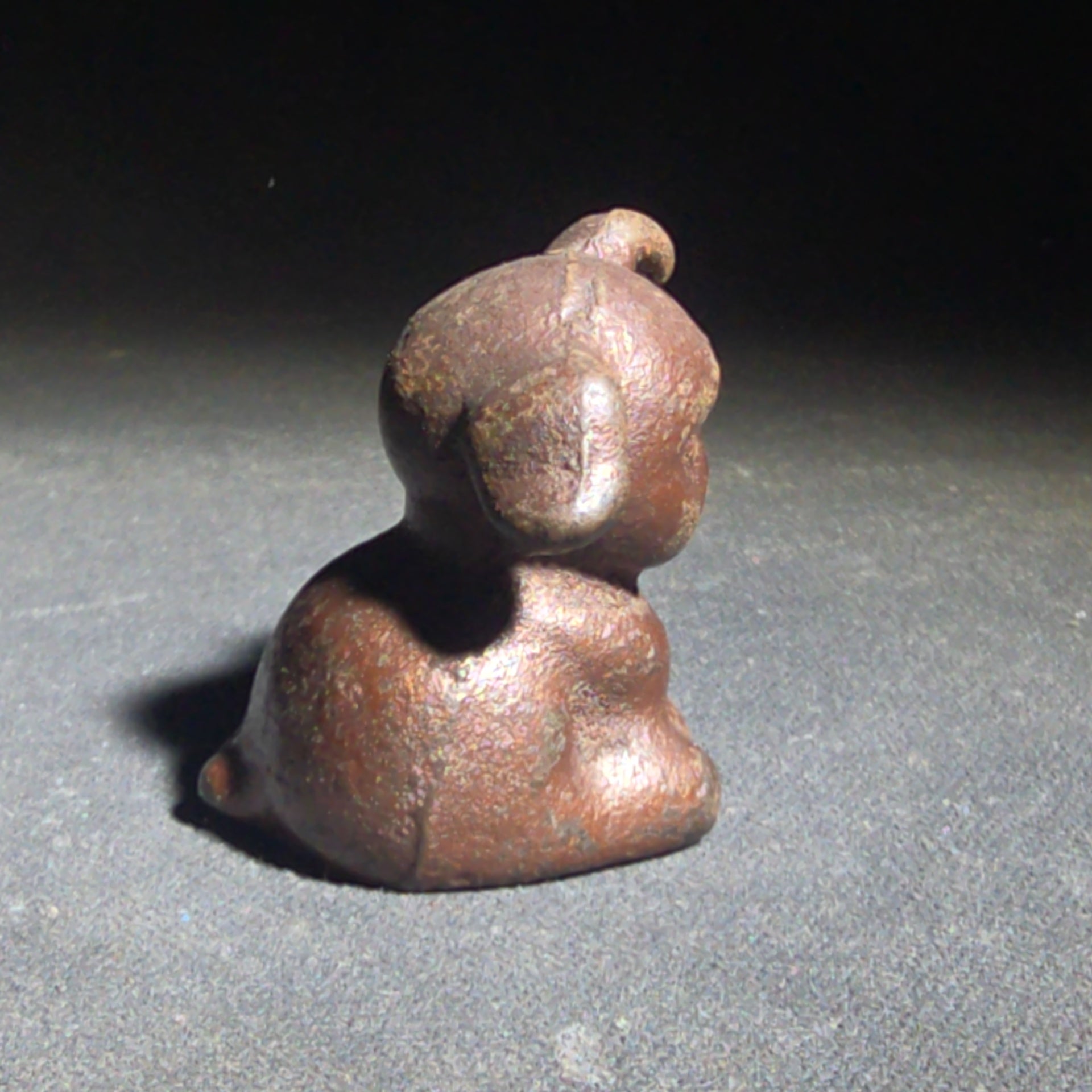 Antique Miniature Cast Iron Seated Dog Figure with Floppy Ears
