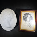 Lot 159 - Pair of Vintage Portrait Items Including Framed Charles Dana Gibson Ink Drawing Print and Oval Plaster Relief Wall Plaque