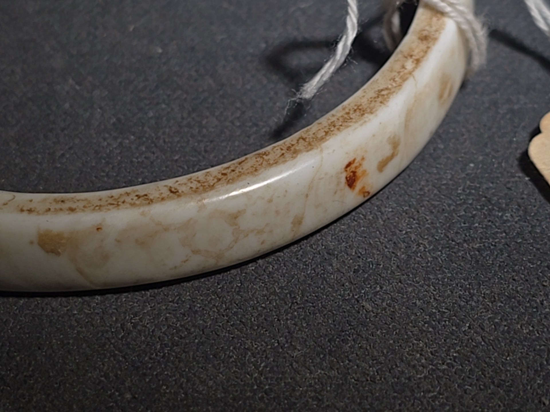Antique Bone Cuff Bracelet with Collector's Tag Noting "Shell Bracelet Arizona" and "Circa 400 AD"