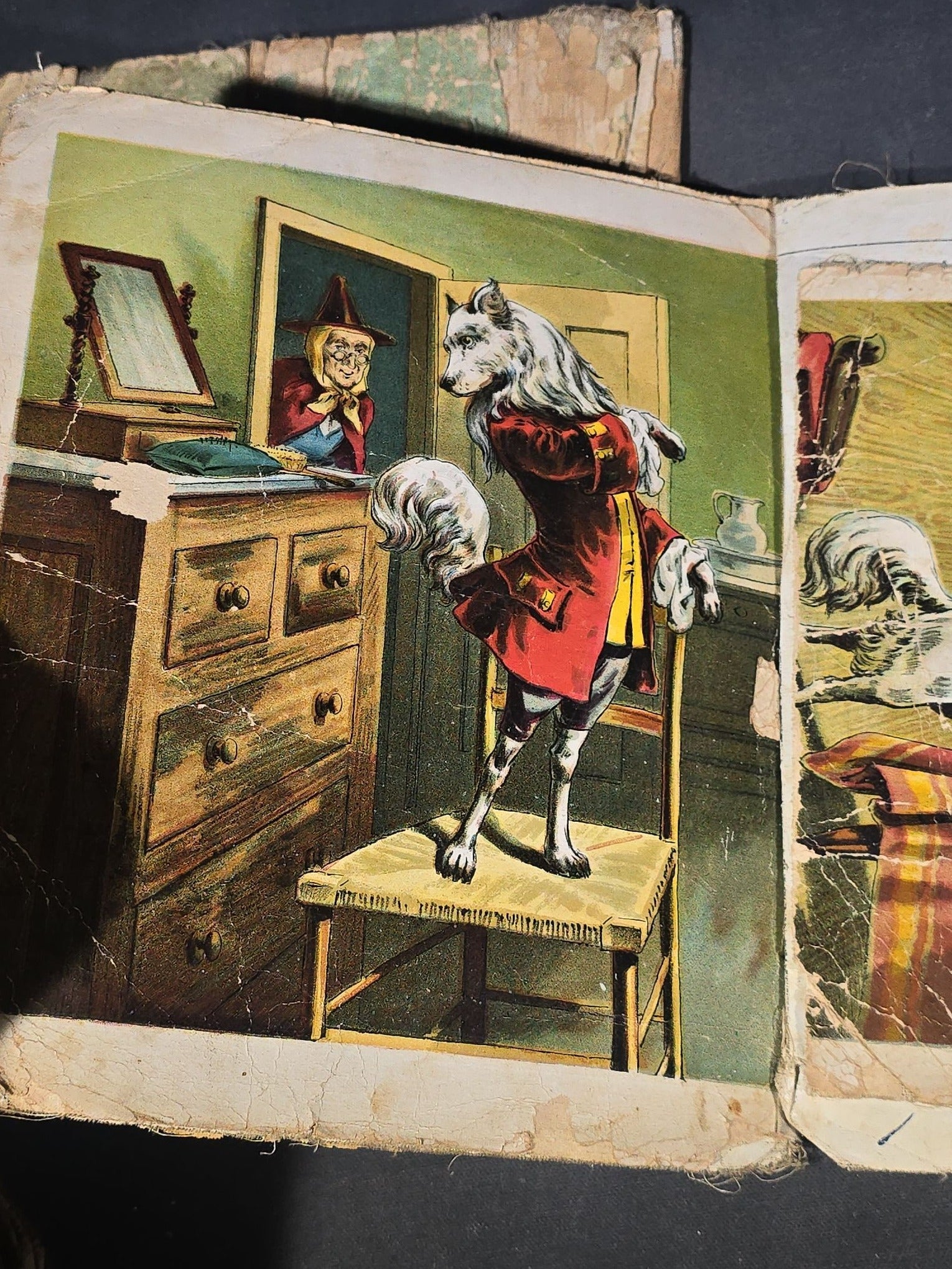 Grouping of Antique Craft Grade Illustrated Children's Books including "The Christmas Basket" by Mrs. Martha J. Lamb (1882), "Santa Claus & His Works" by McLoughlin Bros., "The Night Before Christmas," and Dean's Rag Book "Pets"