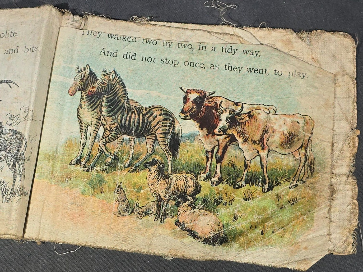 Grouping of Antique Craft Grade Illustrated Children's Books including "The Christmas Basket" by Mrs. Martha J. Lamb (1882), "Santa Claus & His Works" by McLoughlin Bros., "The Night Before Christmas," and Dean's Rag Book "Pets"