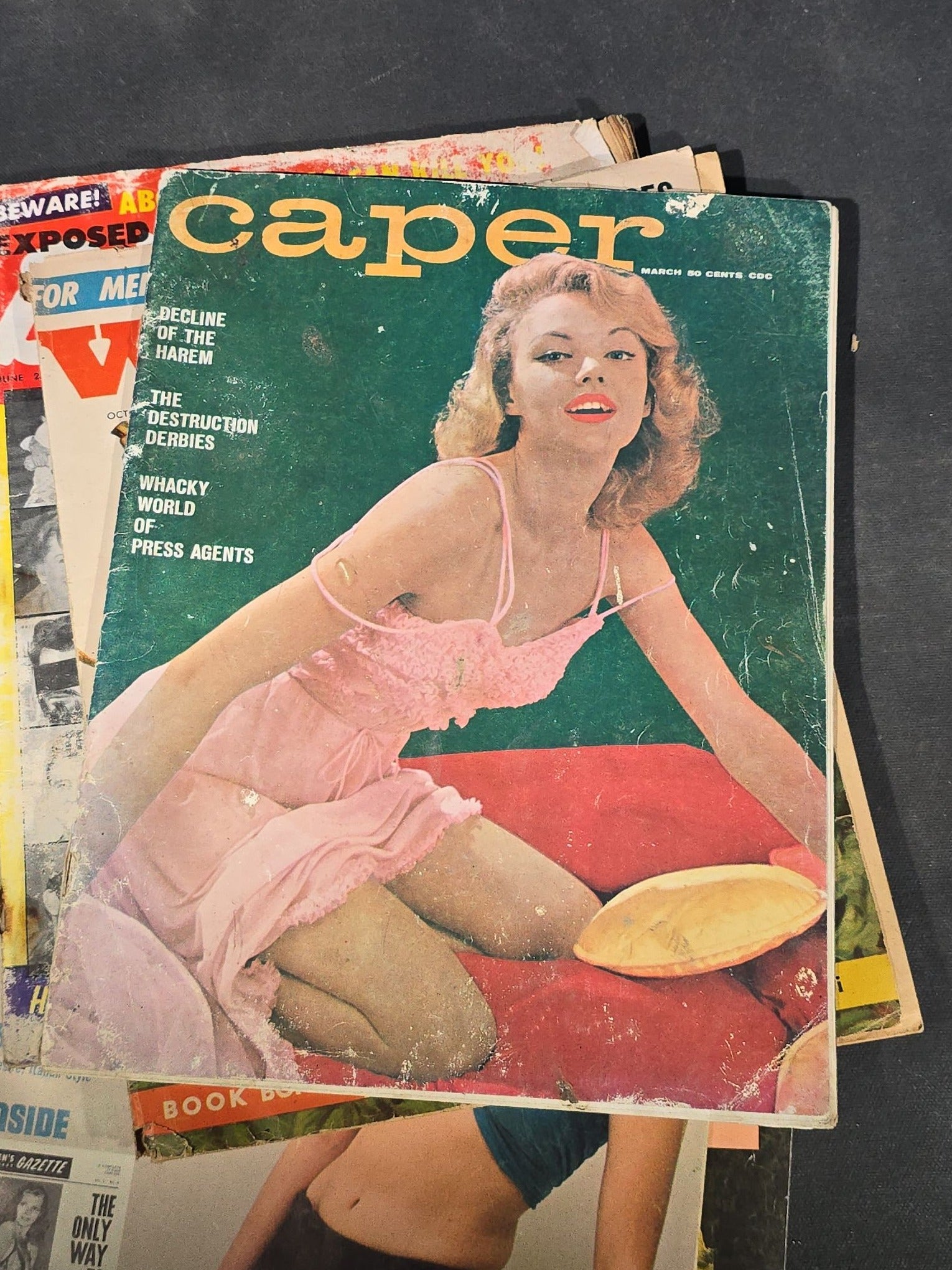 Grouping of Five Vintage Men's Magazines including "Wild" For Men First Edition by Ace, "Exposed by Blast," "Expose" For Men, "Men's Digest" No. 61, and "Caper"