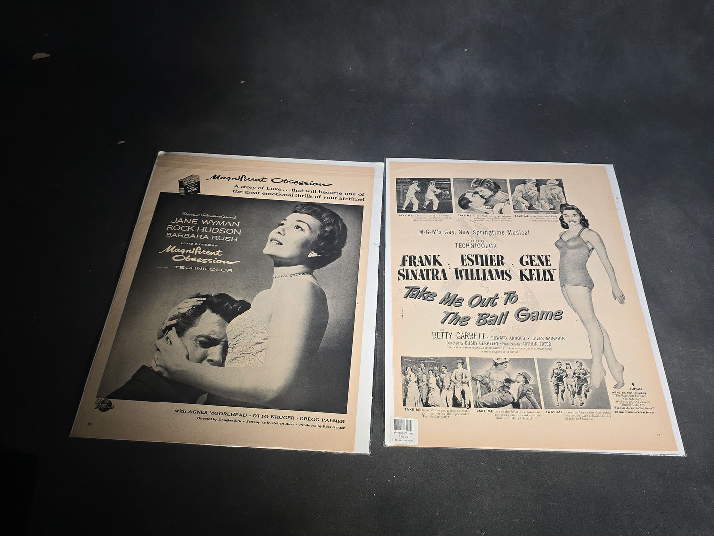 Grouping of Antique and Vintage Ephemera including 1877 "Shakespearian Annual Almanac" by Dr. O. Phelps Brown, "Grandma's Attic Treasures" Embossed Leather Book, Vintage Movie Advertisement Pages, and Celluloid Photo Oval Portrait Button