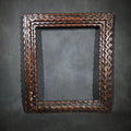 Lot 032 - Antique Tramp Art Chip-Carved Wooden Picture Frame with Brass Tack Accents, 13-1/2" W x 15-1/2" H