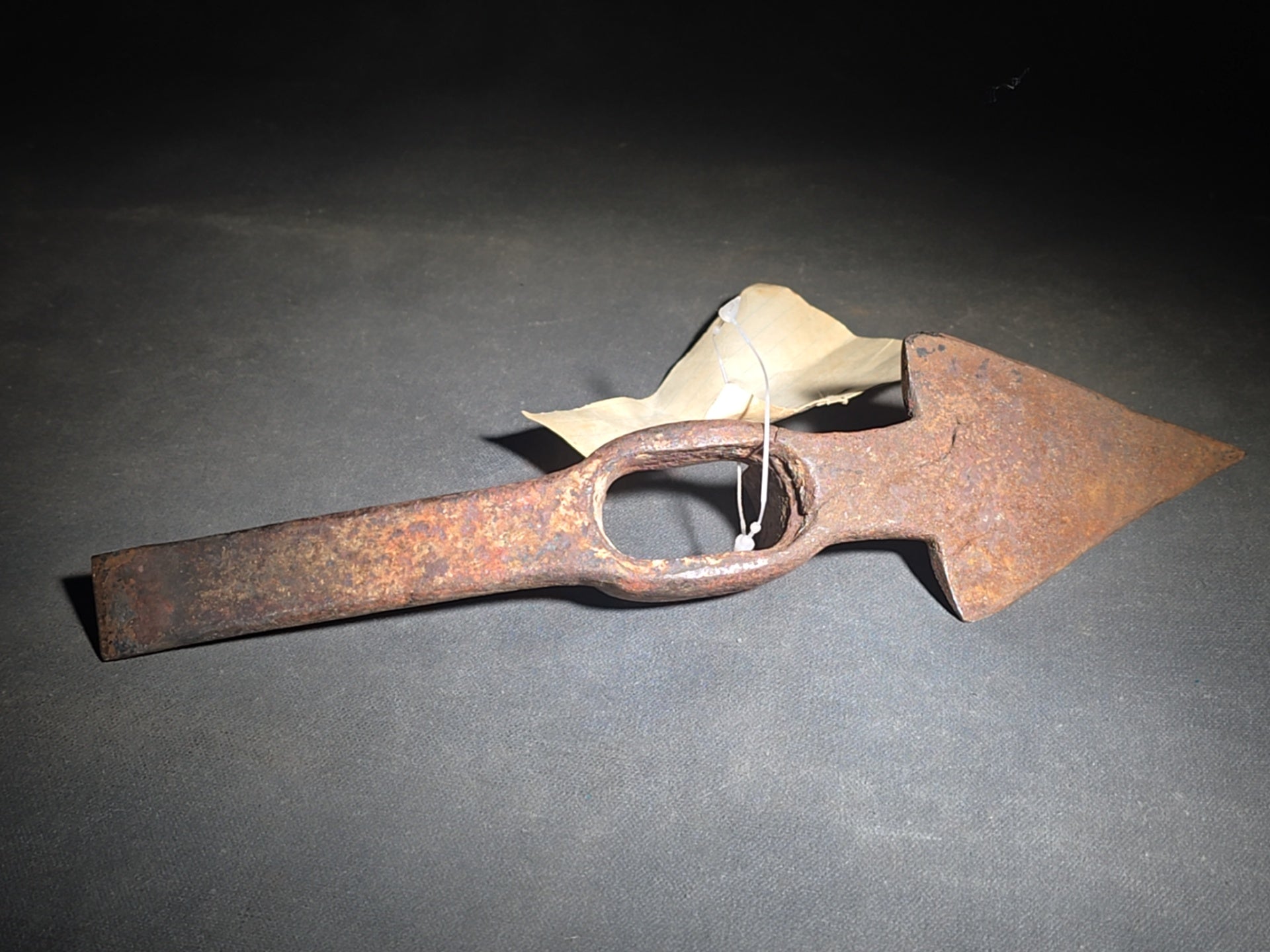 Antique Iron Pick Head with Collector's Tag Noting Mid-18th Century, from Pennsylvania Revolutionary War Site, Fort Ligonier