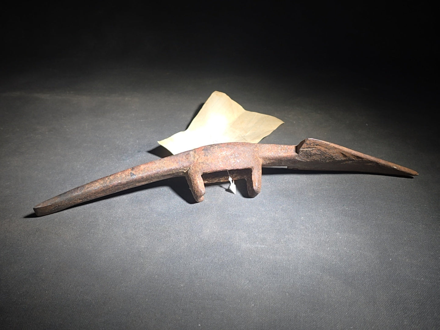 Antique Iron Pick Head with Collector's Tag Noting Mid-18th Century, from Pennsylvania Revolutionary War Site, Fort Ligonier