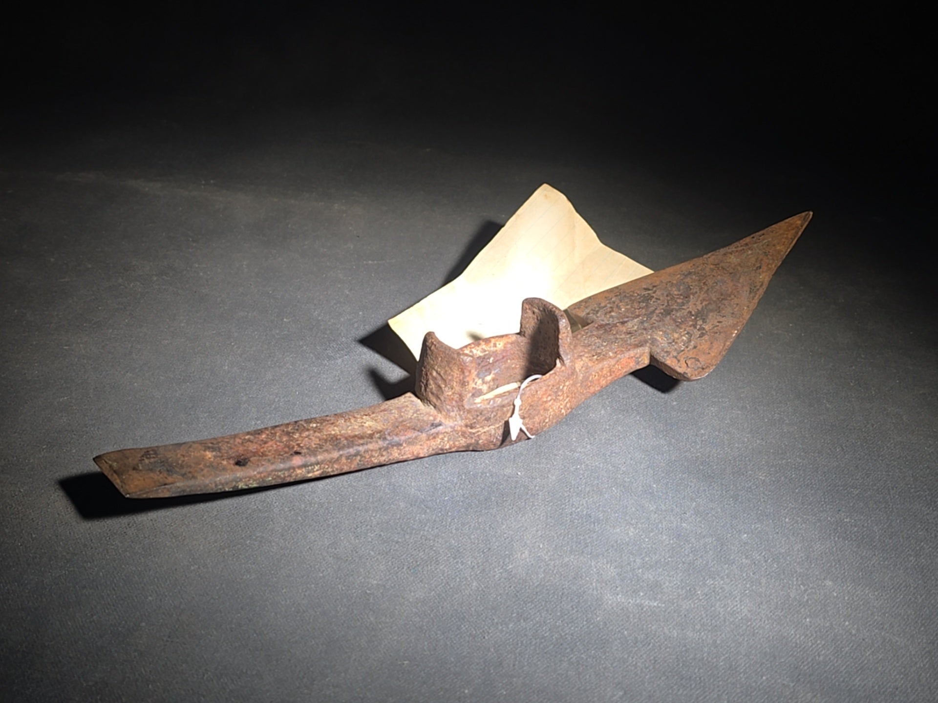 Antique Iron Pick Head with Collector's Tag Noting Mid-18th Century, from Pennsylvania Revolutionary War Site, Fort Ligonier