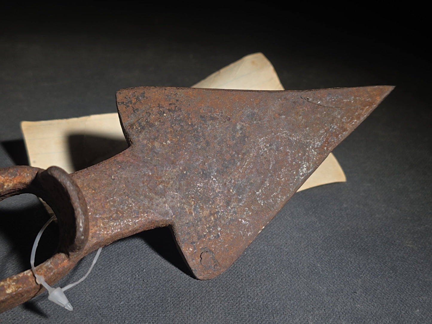 Antique Iron Pick Head with Collector's Tag Noting Mid-18th Century, from Pennsylvania Revolutionary War Site, Fort Ligonier
