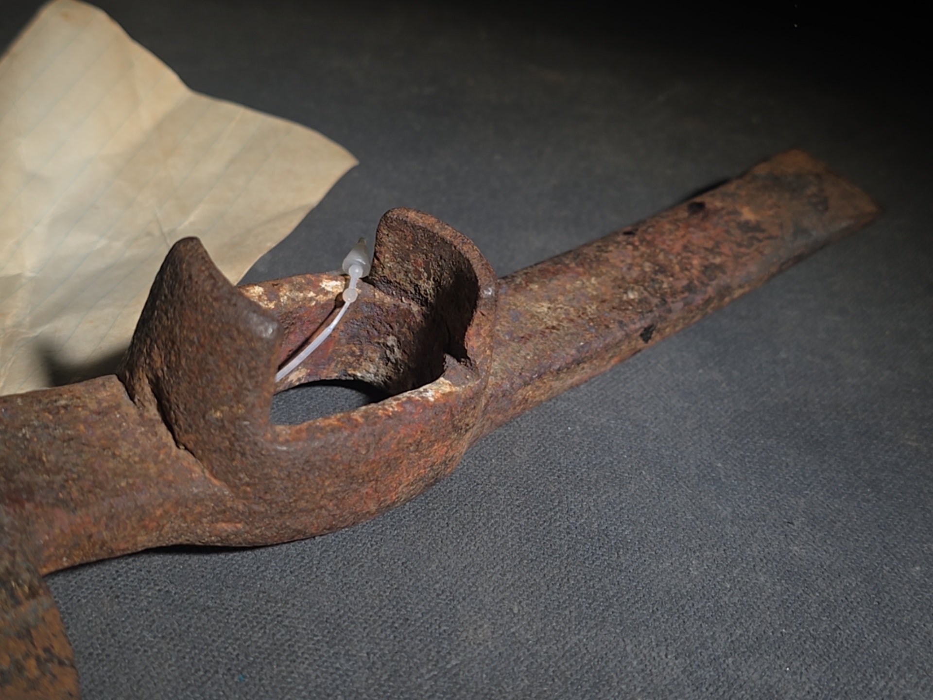 Antique Iron Pick Head with Collector's Tag Noting Mid-18th Century, from Pennsylvania Revolutionary War Site, Fort Ligonier