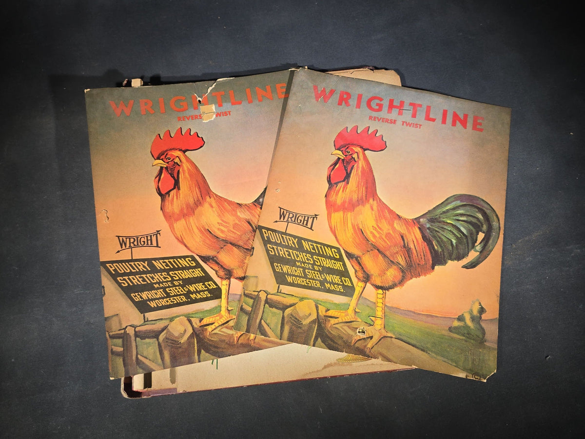 Antique Victorian Scrapbook with Die-Cut Scraps, Wrightline Reverse Twist Poultry Netting Advertising, and Cigar Box Labels Including Red Tips, Crane's Imported, White Orchid, Royal Banner, and Manila Stubs