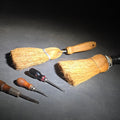 Lot 093 - Grouping of Five Vintage Tools Including Kellogg Quality 255 Whisk Broom, Turned-Handle Whisk Broom, and Three Miniature Wood-Handled Flathead Screwdrivers